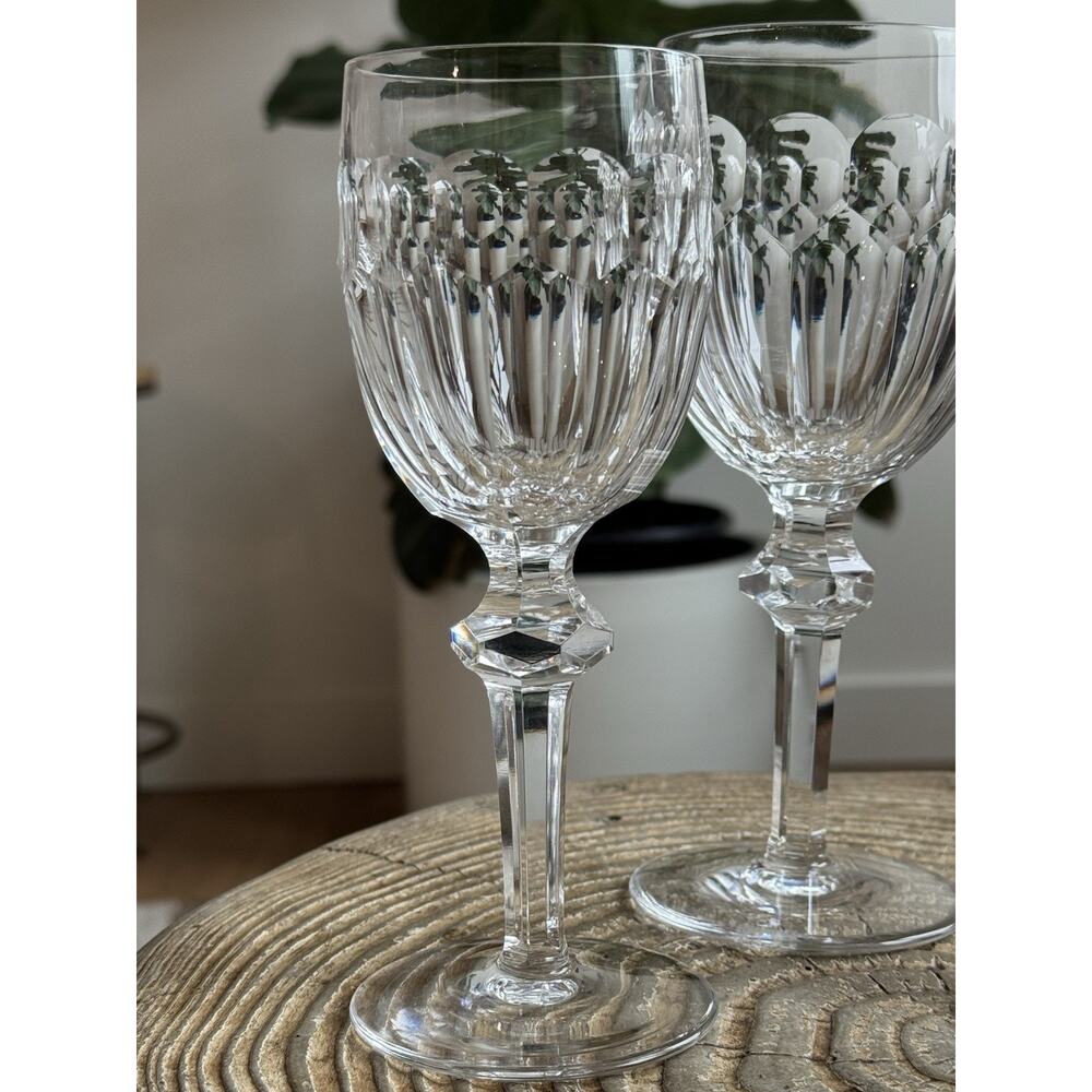 Waterford Curraghmore Cordial Hock Crystal Wine Glasses Knob Stem Trio Set Of 3 - Picture 2 of 13
